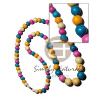 multicolored graduated natural wood beads  30