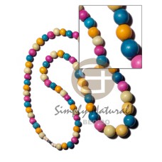 multicolored graduated natural wood beads  30