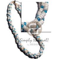 twisted white clam with aqua blue glass