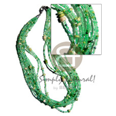8 rows light green glass beads with