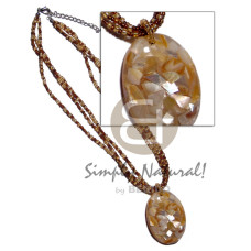 3 layers glass beads with 50mmx35mm oval