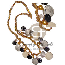 golden glass beads with dangling 20mm 7pcs.natural