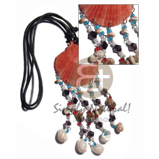 red limpet shell with dangling shells 
