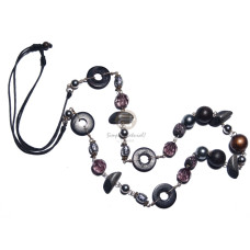 2 rows white glass beads with 50mmx40mm