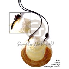 leather thong with 80mm mother of pearl shell (MOP) round