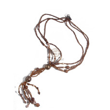 3 rows dark amber glass beads with