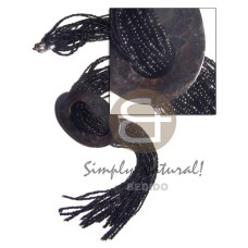 10 rows black glass and cut beads