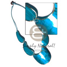 2 rows wax cord choker with kabibe shells in ocean blue tones with m