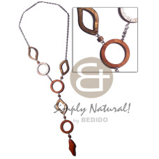 metal chain with 3 pcs, 40mm wood rings, 3pcs laminated kabibe eye