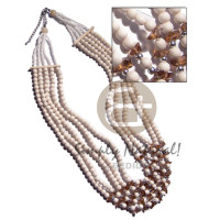 5 graduated layers of 6mm round bleached natural wood with white glas