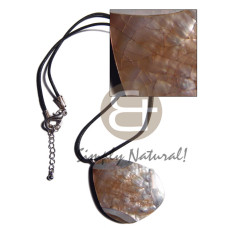 black wax cord with freeform teardrop 50mmx42mm brownlip cracking