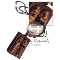 clay tribal mask on 60mmx40mm rectangular driftwood  adjustable