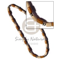 tube wood beads with flat silver metal