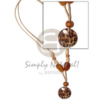 round cowrie shell pendant with bone ,wood,