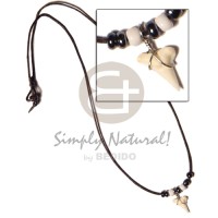 cord with hematite beads and shark teeth