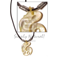 celtic mother of pearl shell (MOP) in wax cord 40mmx25mm