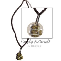 2 3mm coco black heishe with dangling green