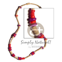 2 3mm coco heishe natural white with red violet