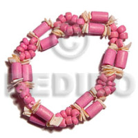 2 rows pink wood tube with matching