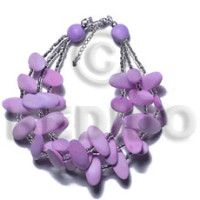 3 rows lavender slidecut wood beads with