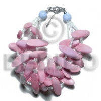 3 rows pink slidecut wood beads with