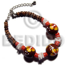 4 5mm coco Pokalet. natural brown with handpainted