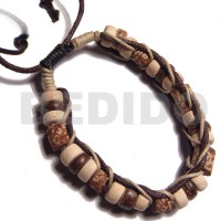 7 8mm coco pklt and mahogany cylinder beads combination in macrame bro
