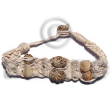 palmwood cylinder wood beads in macrame brown and tan wax cord