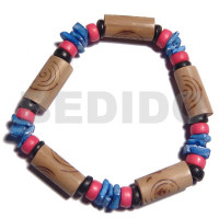 bamboo tubes with burning with blue white rose shell, reddish pink b
