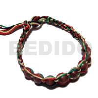 round wood beads in macrame  rasta tones