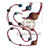 2 rows red cut glass beads with