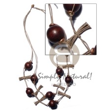 25mm brown round wood beads in 2