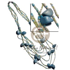 6 rows graduated glass beads in aqua