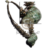 4 rows wax cord with wood rings glass