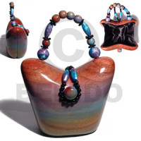 collectible handcarved laminated acacia wood handbag
