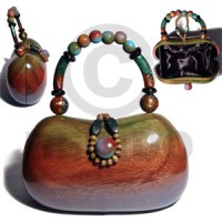 collectible handcarved laminated acacia wood handbag