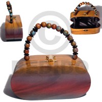 collectible handcarved laminated acacia wood handbag 