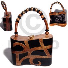 collectible handcarved laminated acacia wood handbag