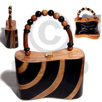 collectible handcarved laminated acacia wood handbag