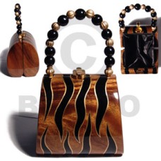 collectible handcarved laminated acacia wood handbag