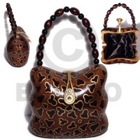 collectible handcarved laminated acacia wood handbag