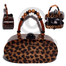 collectible handcarved laminated acacia wood handbag