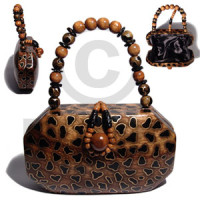 collectible handcarved laminated acacia wood handbag