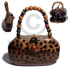 collectible handcarved laminated acacia wood handbag