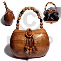 collectible handcarved laminated acacia wood handbag