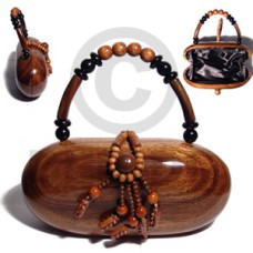 collectible handcarved laminated acacia wood handbag