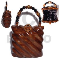 collectible handcarved laminated acacia wood handbag