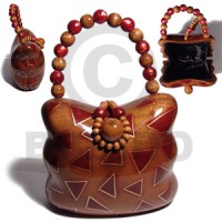 collectible handcarved laminated acacia wood handbag