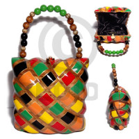 collectible handcarved laminated acacia wood handbag
