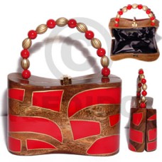 collectible handcarved laminated acacia wood handbag